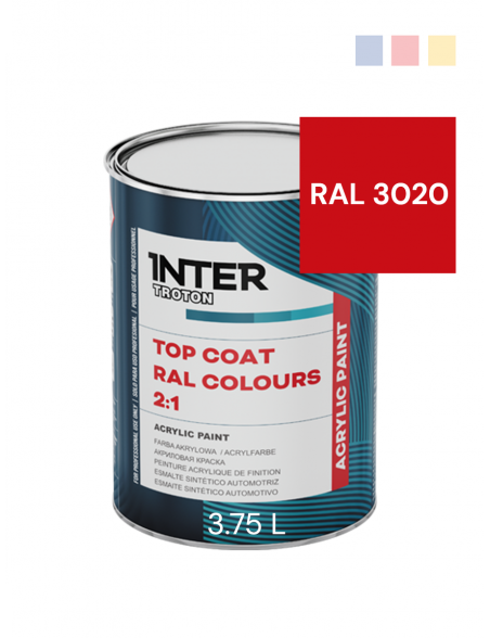 Farba akrylowa Top Coat RAL 3020 czerwona - 3.75 L | Troton