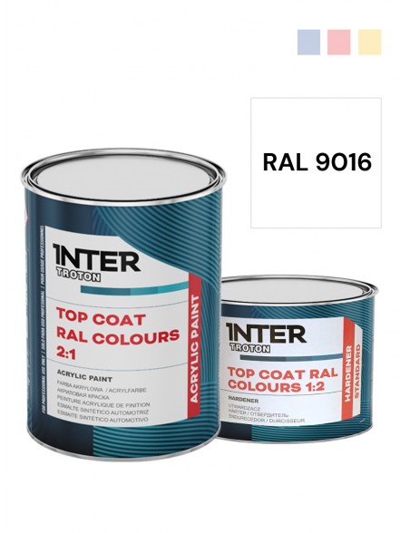 Farba akrylowa Top Coat RAL 9016 biała - 1+0.5 L | Troton