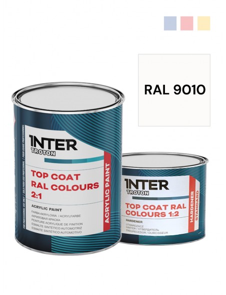 Farba akrylowa Top Coat RAL 9010 biała - 1+0.5 L | Troton