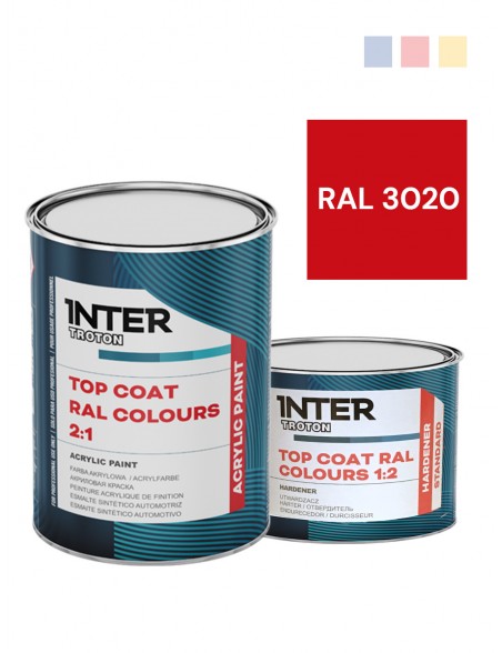 Farba akrylowa Top Coat RAL 3020 czerwona - 1+0.5 L | Troton